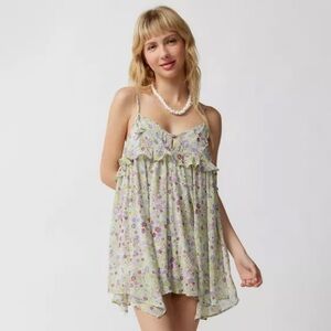 Urban Outfitters Floral Jumpsuit in Pastel Green